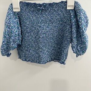 Aerie Floral Blue Smocked Women's Top